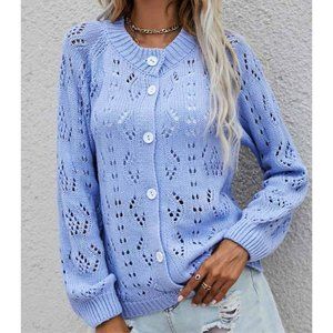 Cute Pierced Knit Cardigan Sweater